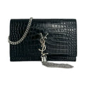 SAINT LAURENT  Croc Embossed Kate Tassel Chain Wallet