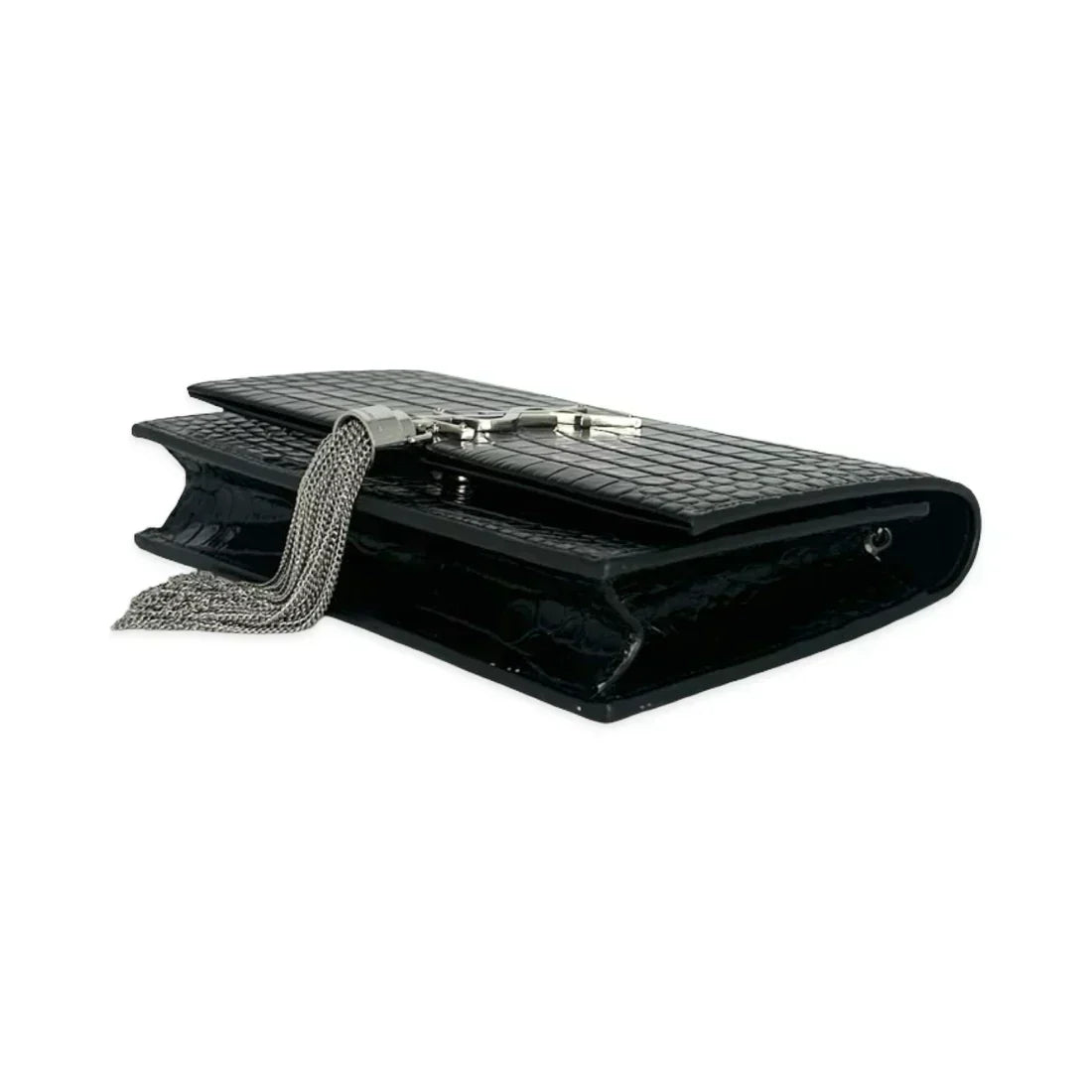 SAINT LAURENT  Croc Embossed Kate Tassel Chain Wallet
