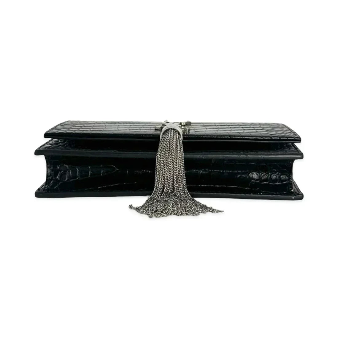 SAINT LAURENT  Croc Embossed Kate Tassel Chain Wallet