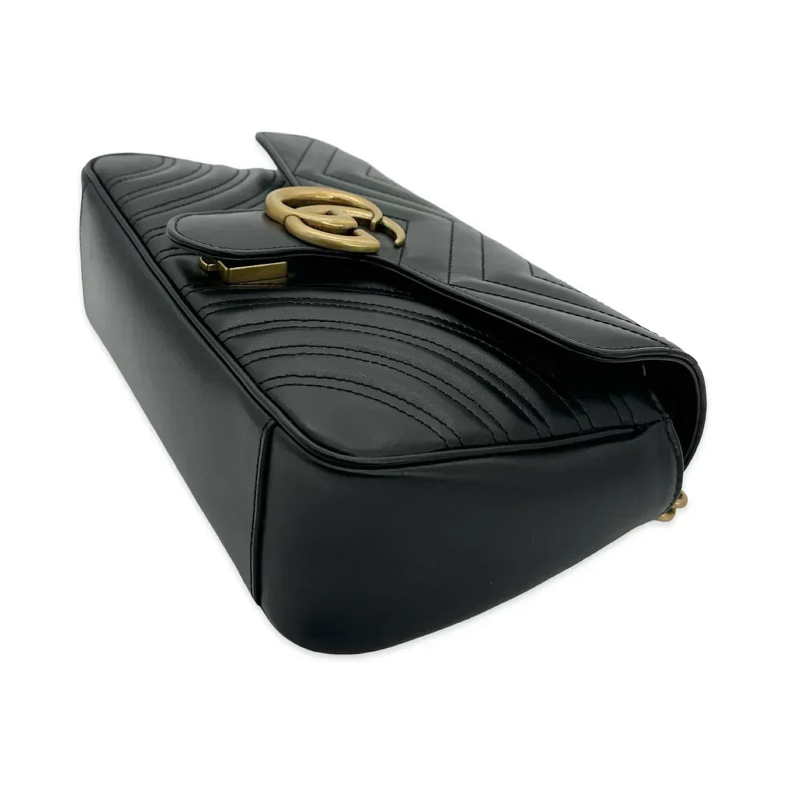 GUCCI  Quilted Leather GG Marmont Small Flap Chain Bag
