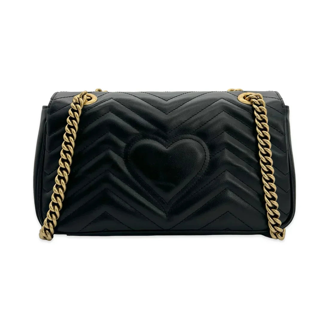 GUCCI  Quilted Leather GG Marmont Small Flap Chain Bag