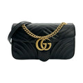 GUCCI  Quilted Leather GG Marmont Small Flap Chain Bag