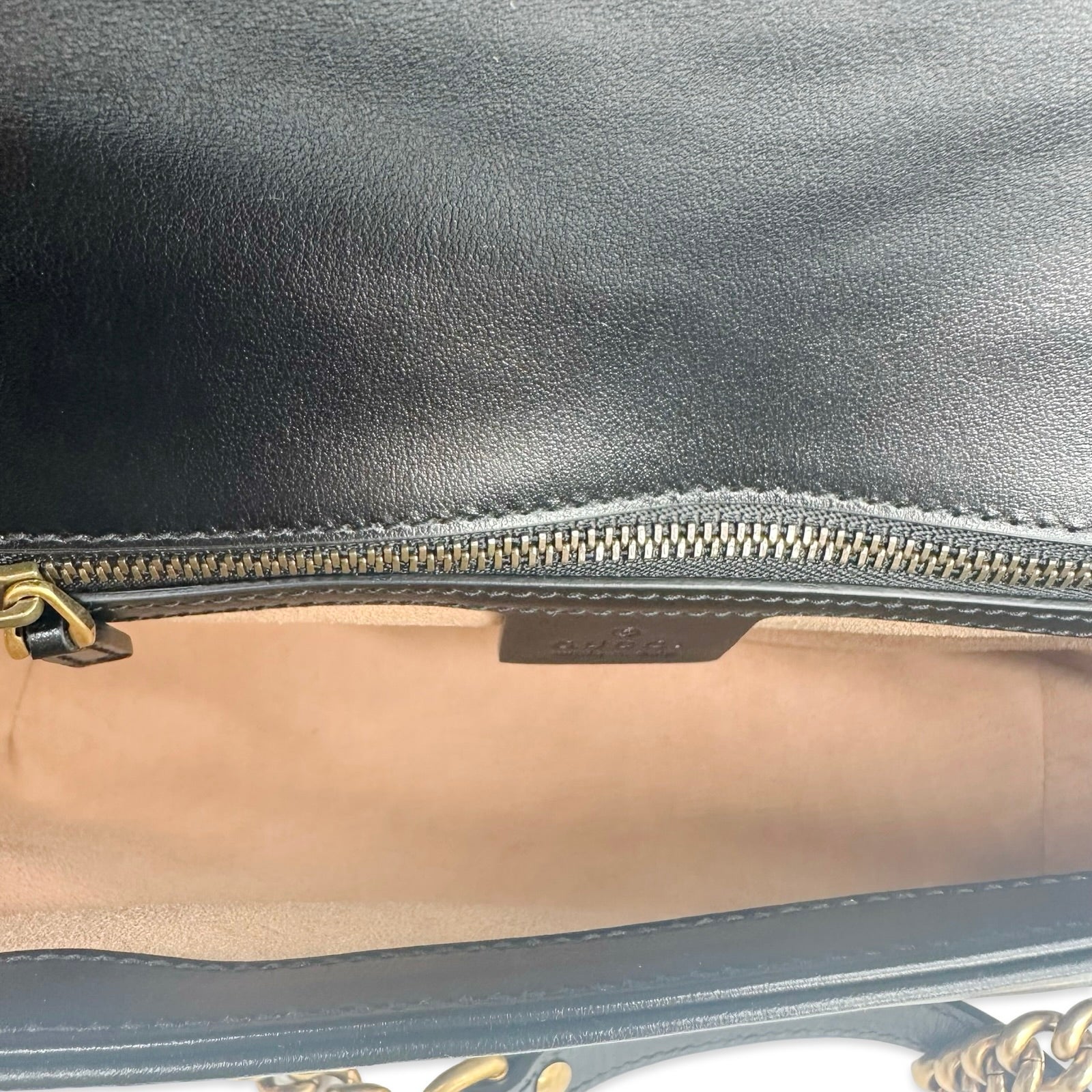 GUCCI  Quilted Leather GG Marmont Small Flap Chain Bag