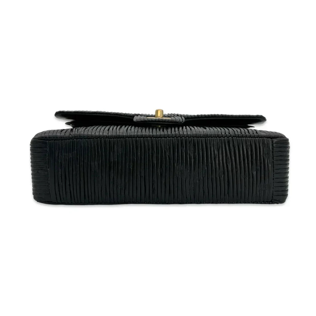 CHANEL  Coco Pleats Embossed Medium Classic Double Flap