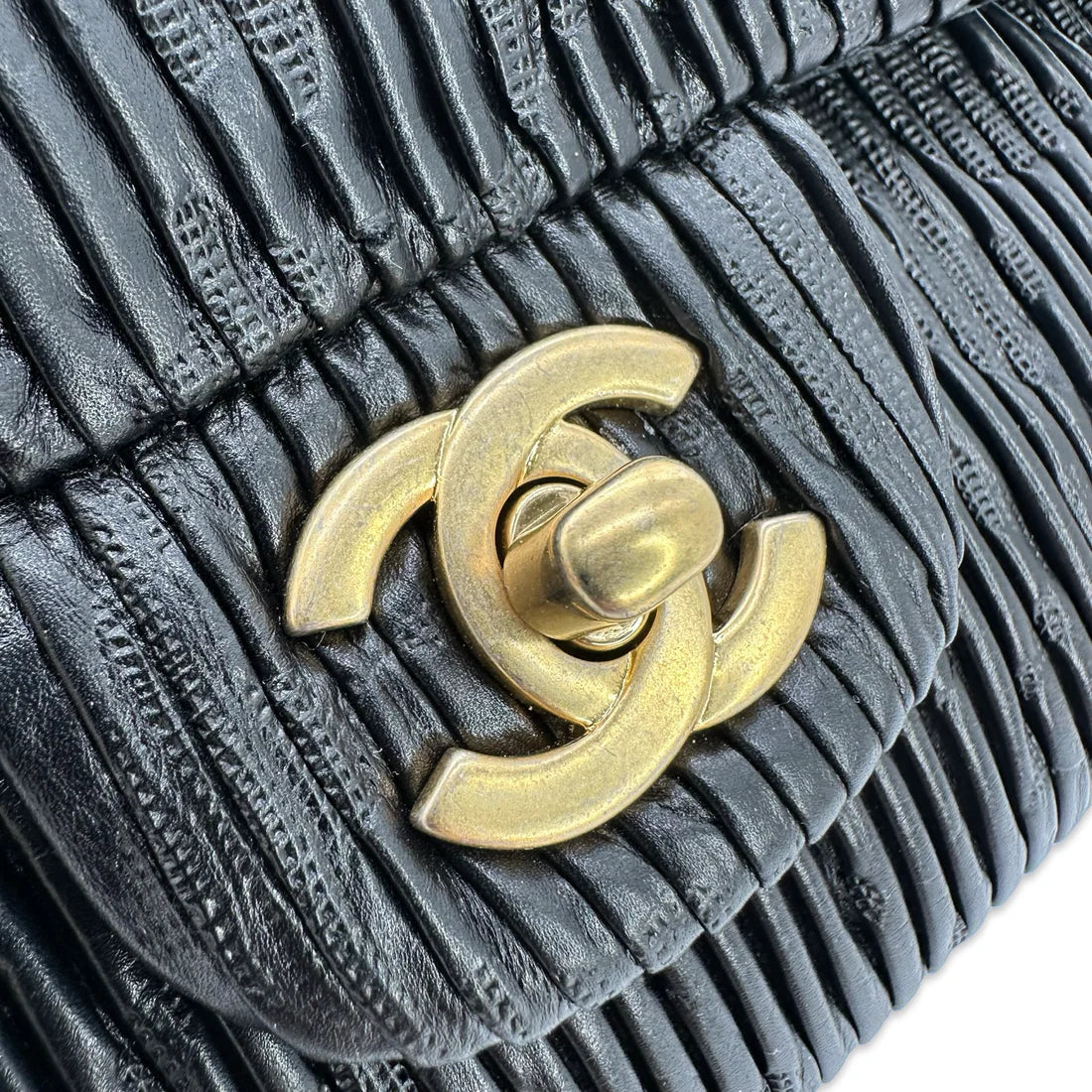 CHANEL  Coco Pleats Embossed Medium Classic Double Flap