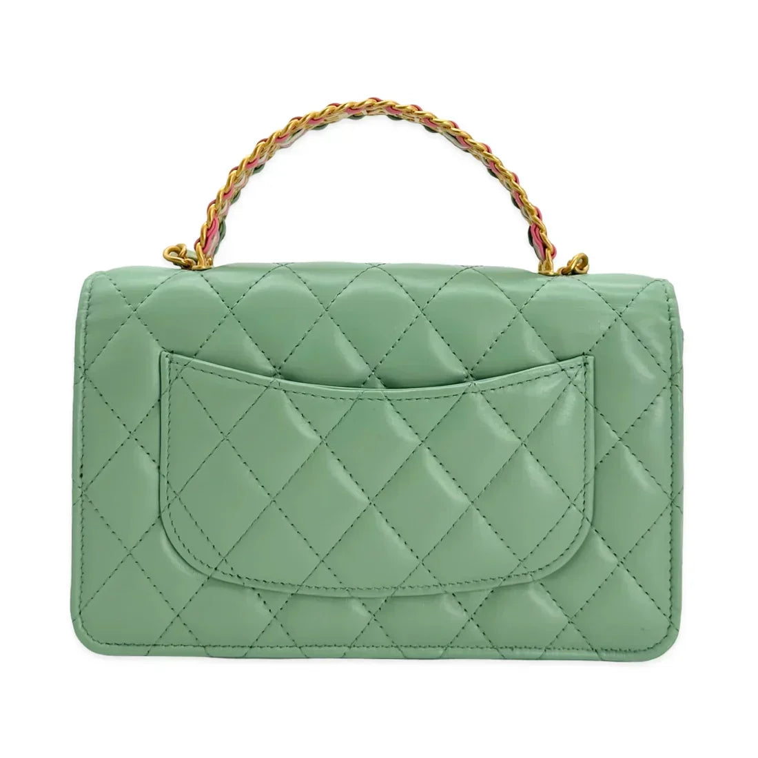 CHANEL  Quilted Lambskin Logo Top Handle Wallet on Chain