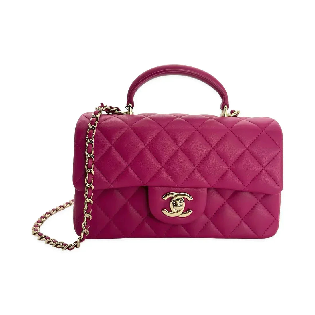 CHANEL  Quilted Lambskin Mini Rectangular Top Handle